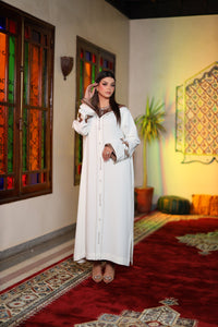 Jellaba Deux Pièces Blanche en Berchman – Raffinement et Élégance