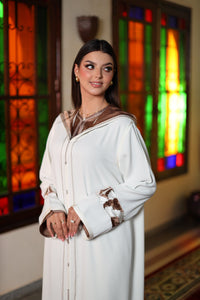 Jellaba Deux Pièces Blanche en Berchman – Raffinement et Élégance