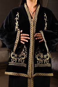 Grand Caftan Noir Deux Pièces – Majesté & Élégance | Maison Lunaris