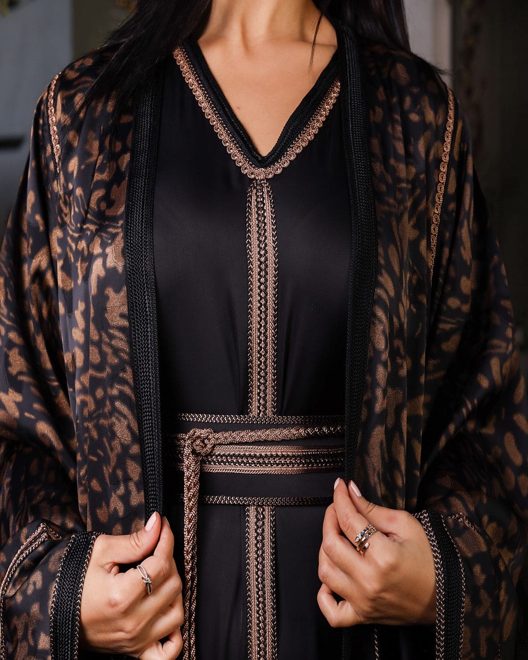 Caftan Noir Deux Pièces
