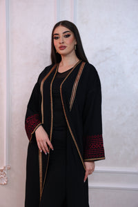Kimono Noir et Marron avec Broderie Sophistiquée