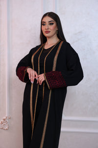 Kimono Noir et Marron avec Broderie Sophistiquée