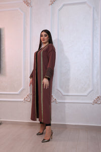 Kimono Noir et Marron avec Broderie Sophistiquée