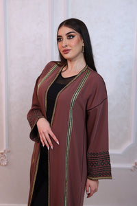 Kimono Noir et Marron avec Broderie Sophistiquée