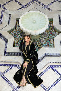 Caftan deux pièces en Velours avec Broderie Dorée