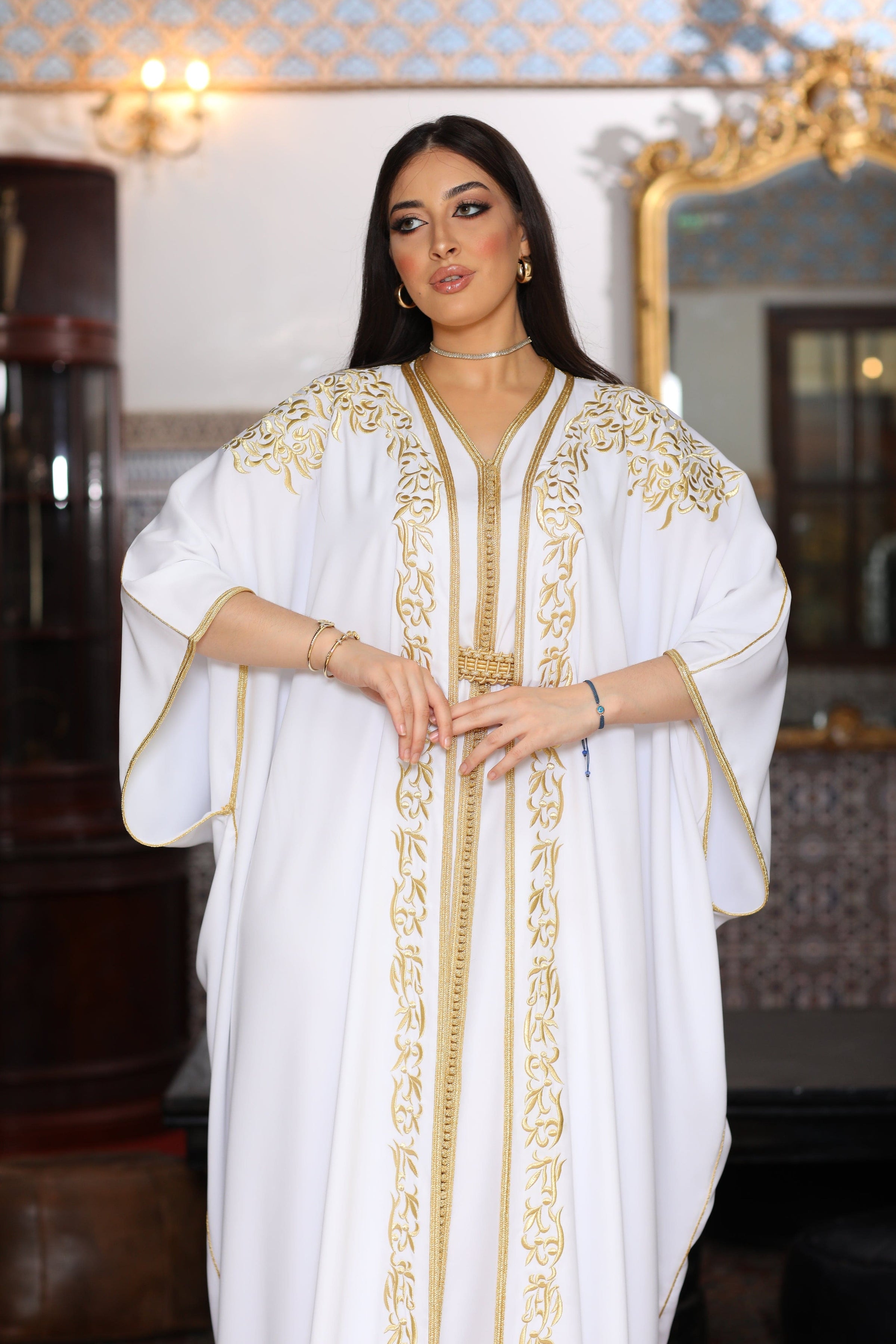 Caftan Blanc Deux Pieces  Éclat Doré