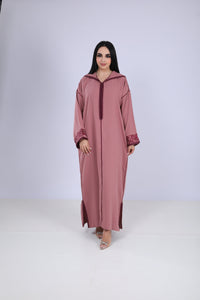 Djellaba en soie cachemire avec broderie artisanale